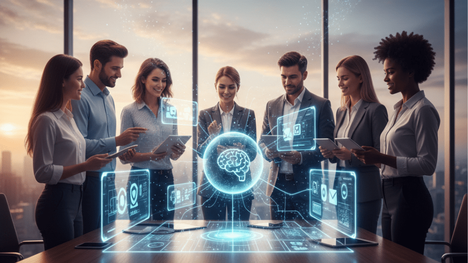 AI Integration, Modern Teams, Business Efficiency, Digital Transformation, AI Strategy, Workflow Automation, Data Silos, API Integration, Human-in-the-Loop, Change Management, Cross-functional Teams, AI Adoption.