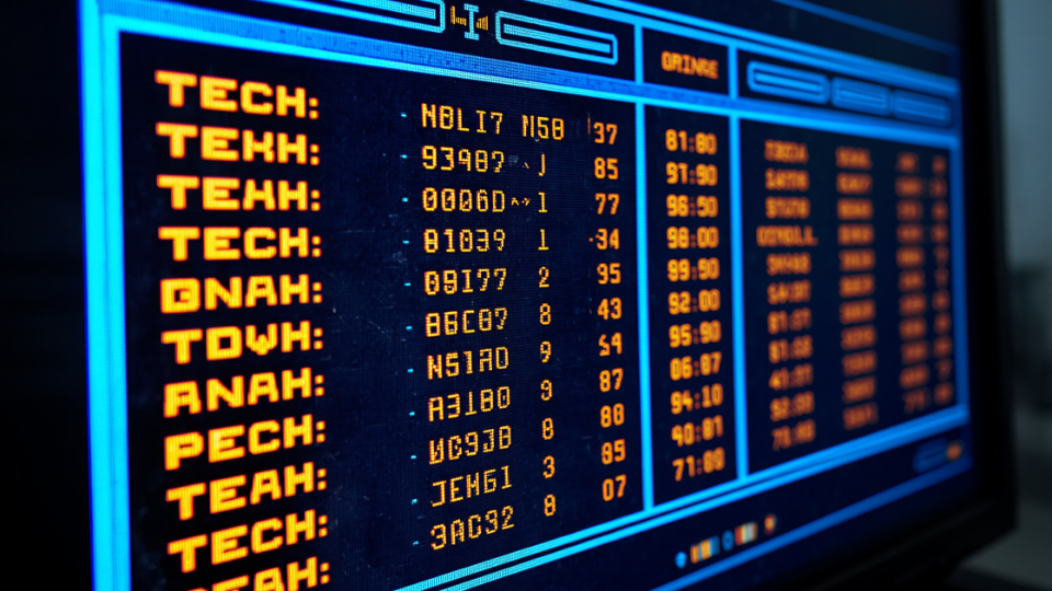 A computer screen displaying a blue retro pixelated leaderboard with text detailing AI model strengths
